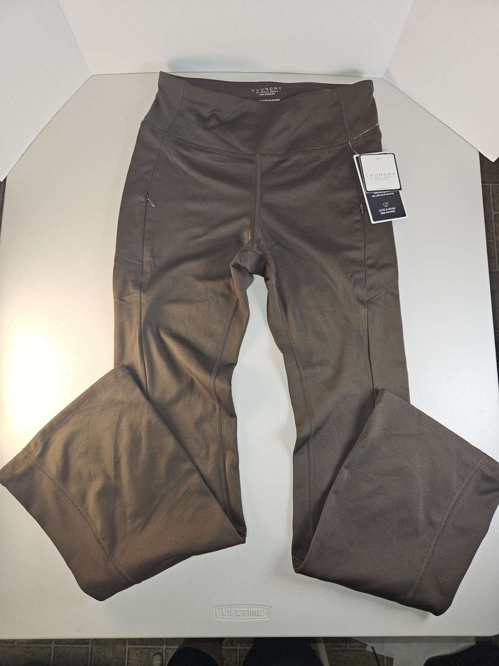 NWT Laundry by Shelli Segal Brown Bootcut Leggings with Pockets
